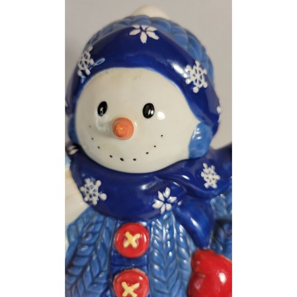 Ceramic Snowman Wearing Sweater Christmas Decorative Teapot Homespun Holiday. - Picture 2 of 12